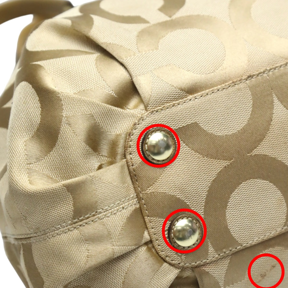 COACH Shoulder Bag 13880 Canvas / Leather beige x metallic Op art canvas Women Used Authentic