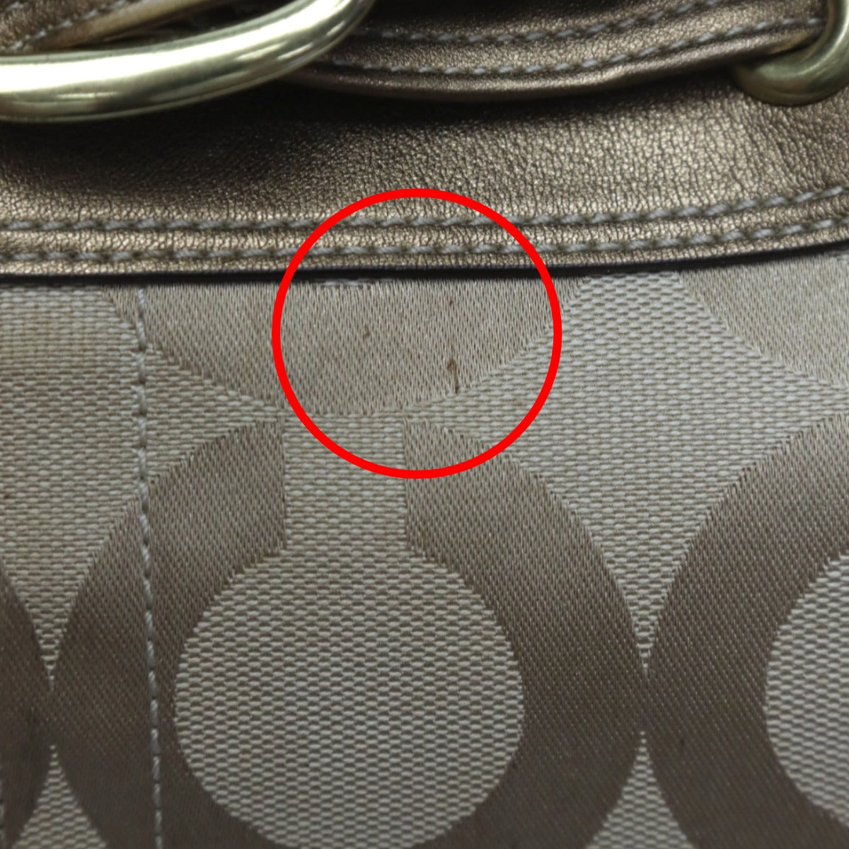 COACH Shoulder Bag 13880 Canvas / Leather beige x metallic Op art canvas Women Used Authentic