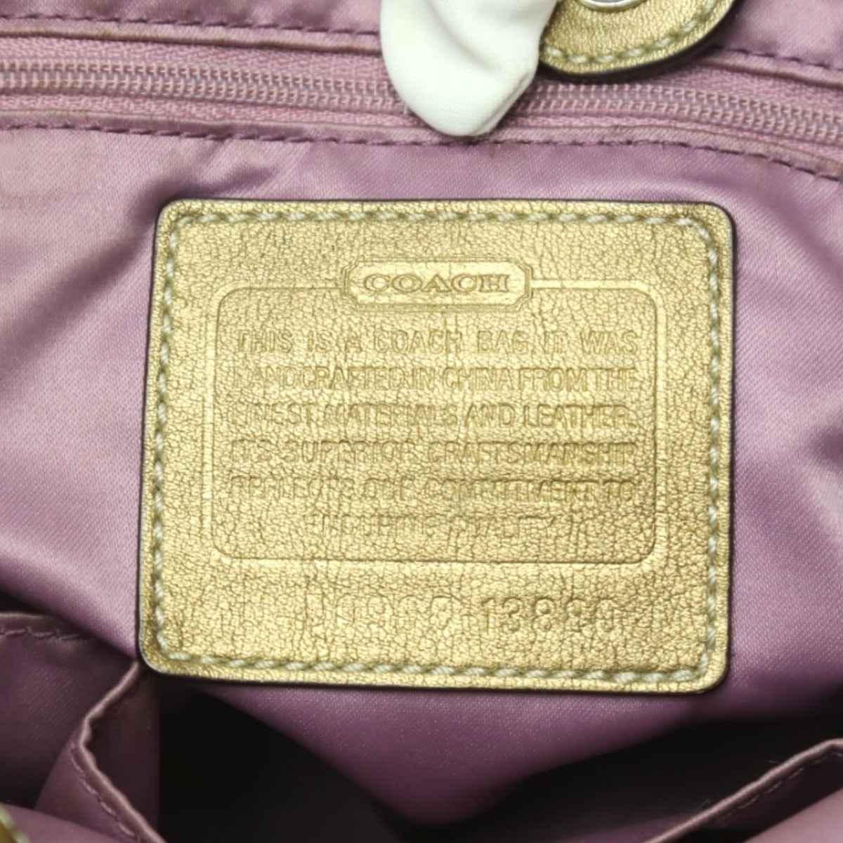 COACH Shoulder Bag 13880 Canvas / Leather beige x metallic Op art canvas Women Used Authentic