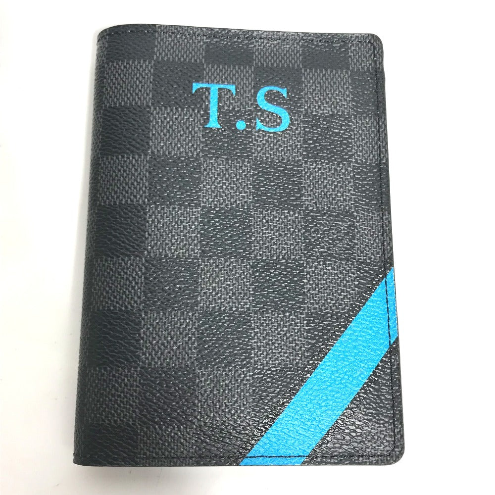 LOUIS VUITTON passport case N60031 Damier Grafitto Canvas black Damier Grafitte Couverture passport mens Used Authentic