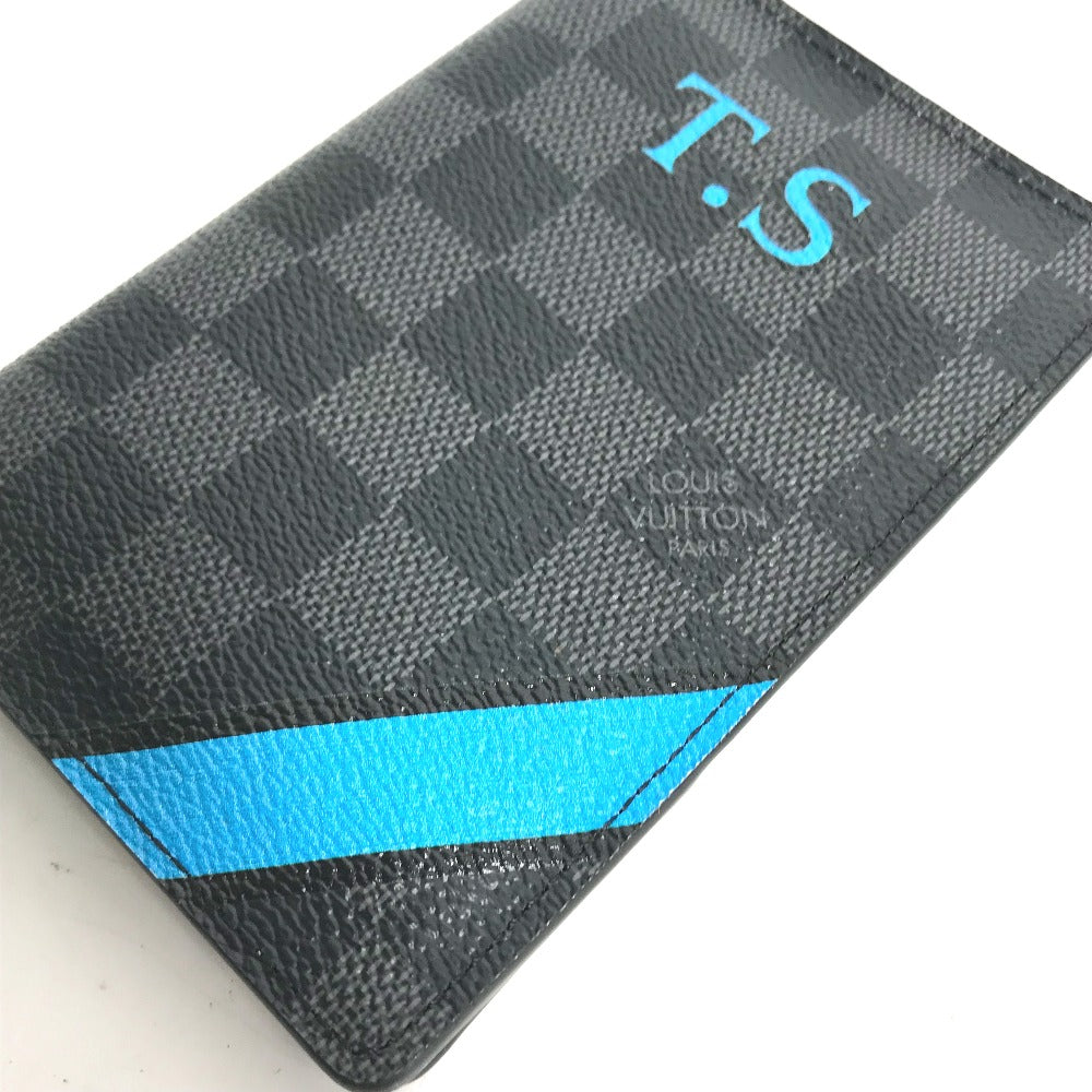 LOUIS VUITTON passport case N60031 Damier Grafitto Canvas black Damier Grafitte Couverture passport mens Used Authentic