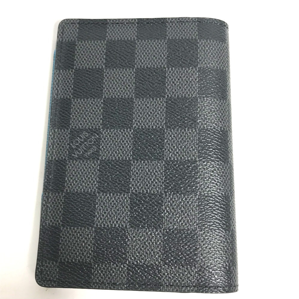 LOUIS VUITTON passport case N60031 Damier Grafitto Canvas black Damier Grafitte Couverture passport mens Used Authentic
