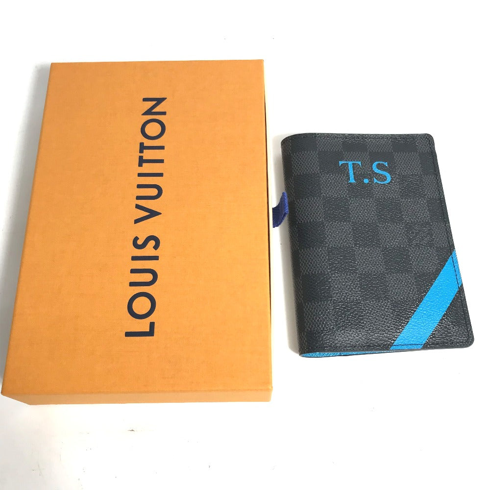 LOUIS VUITTON passport case N60031 Damier Grafitto Canvas black Damier Grafitte Couverture passport mens Used Authentic