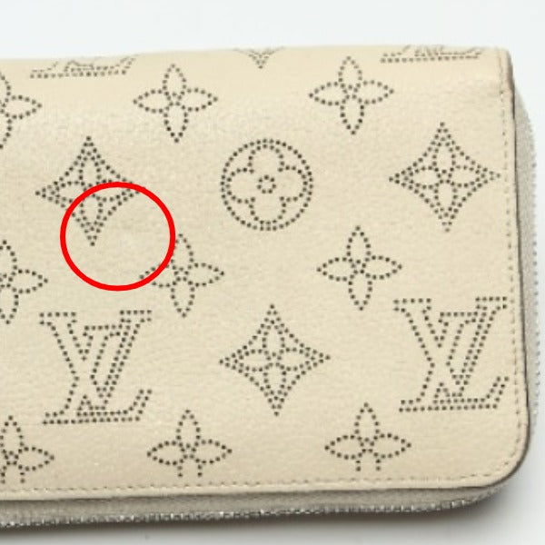 LOUIS VUITTON Long Wallet Purse ‚l61868 Monogram Mahina Magnolia Zip Around Monogram Mahina Zippy wallet Women Used Authentic