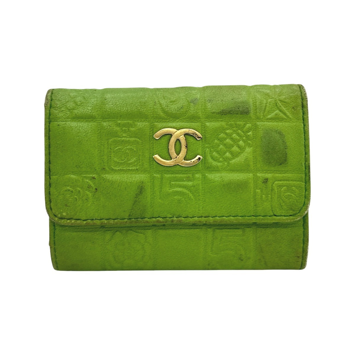 CHANEL Key case Key holder leather green 6-key case Key holder Icon line