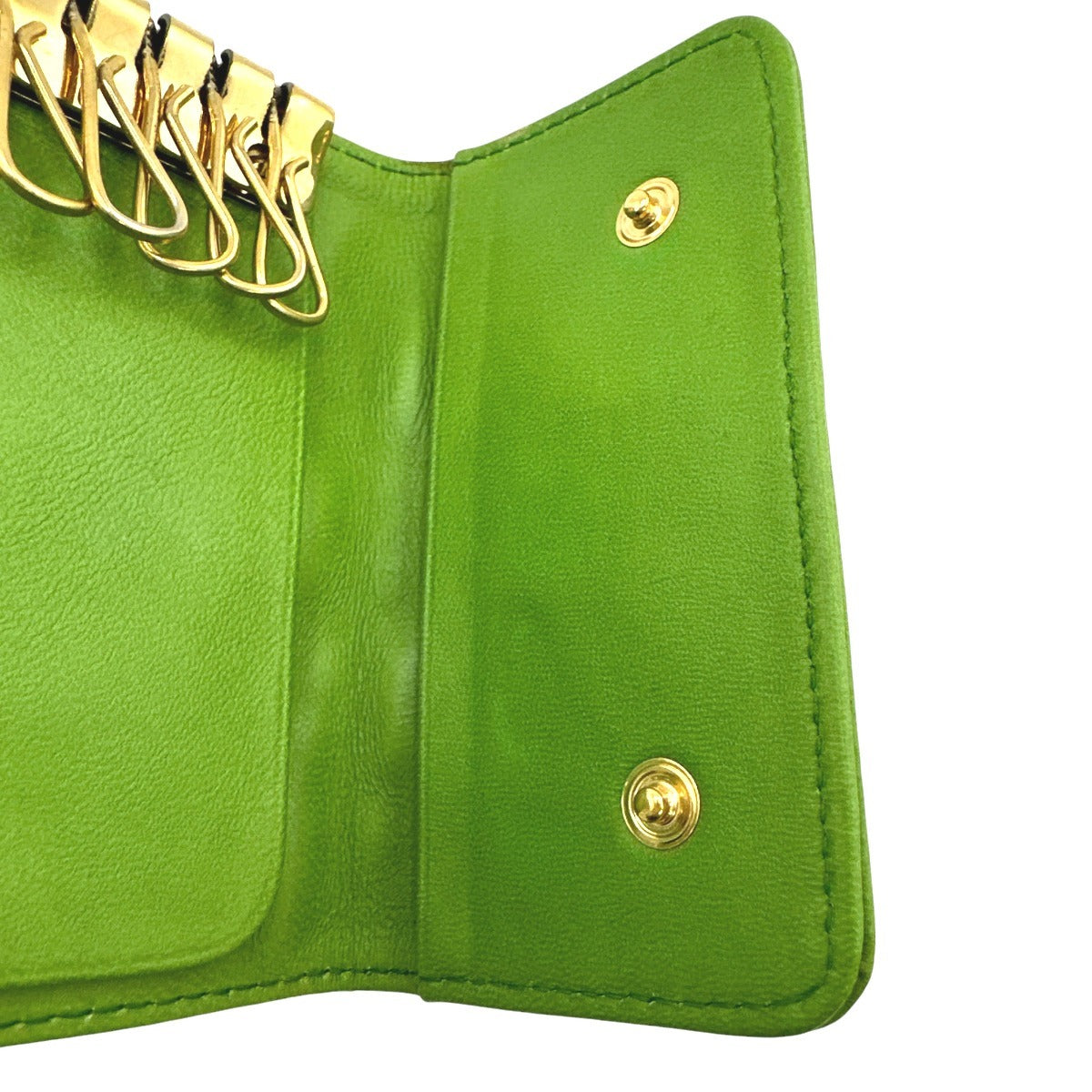 CHANEL Key case Key holder leather green 6-key case Key holder Icon line