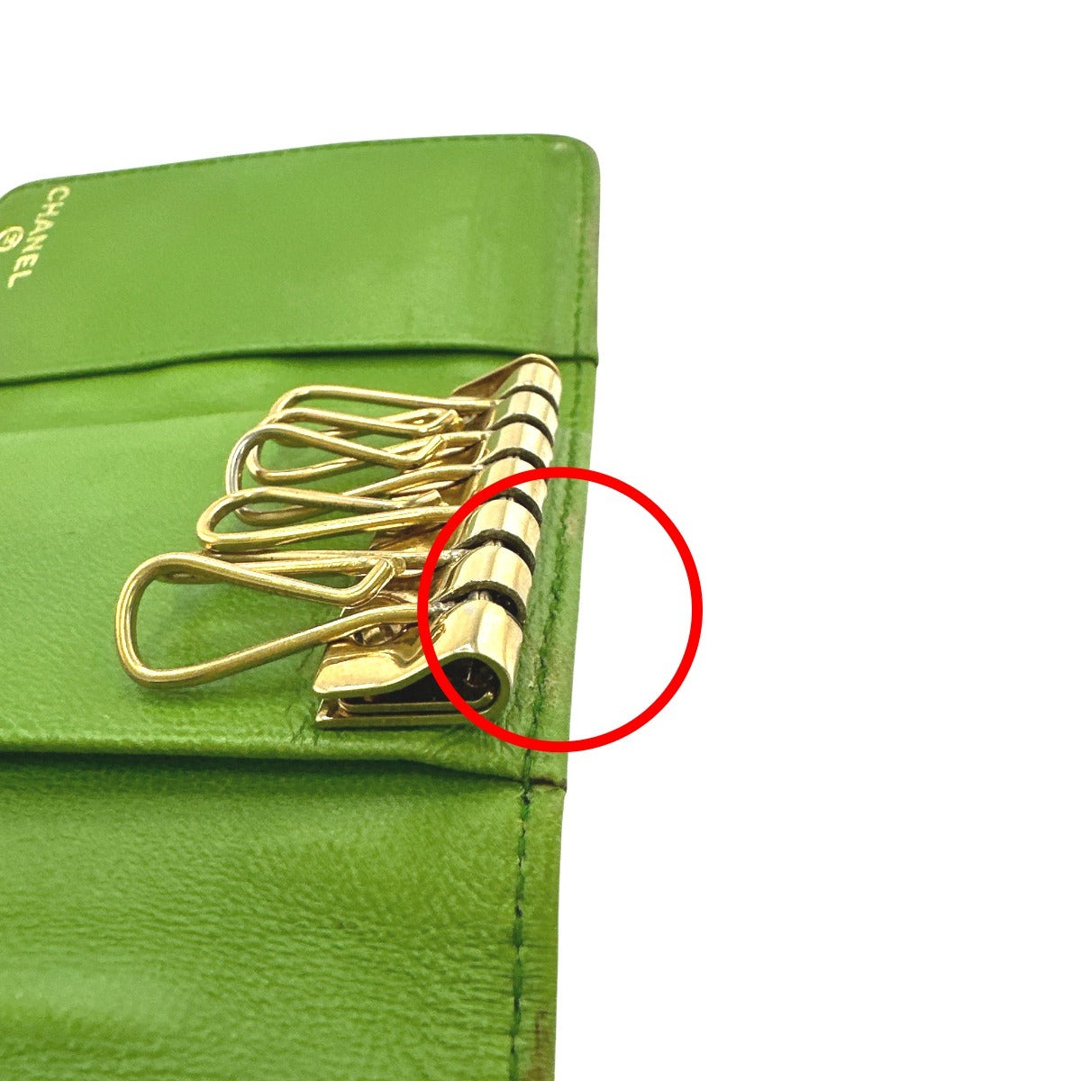 CHANEL Key case Key holder leather green 6-key case Key holder Icon line