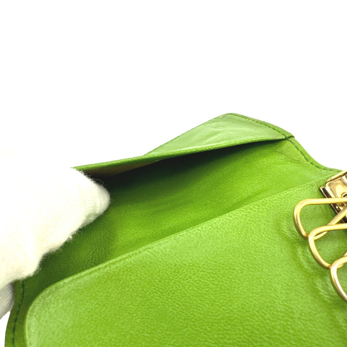 CHANEL Key case Key holder leather green 6-key case Key holder Icon line