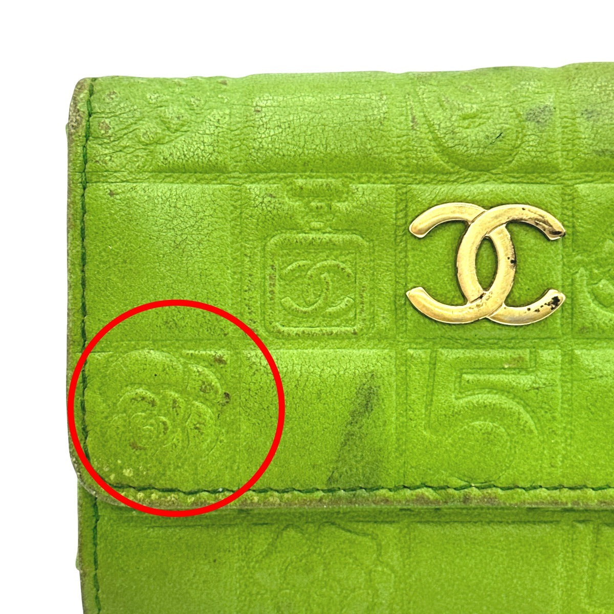 CHANEL Key case Key holder leather green 6-key case Key holder Icon line