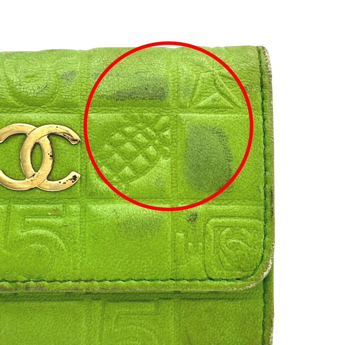 CHANEL Key case Key holder leather green 6-key case Key holder Icon line