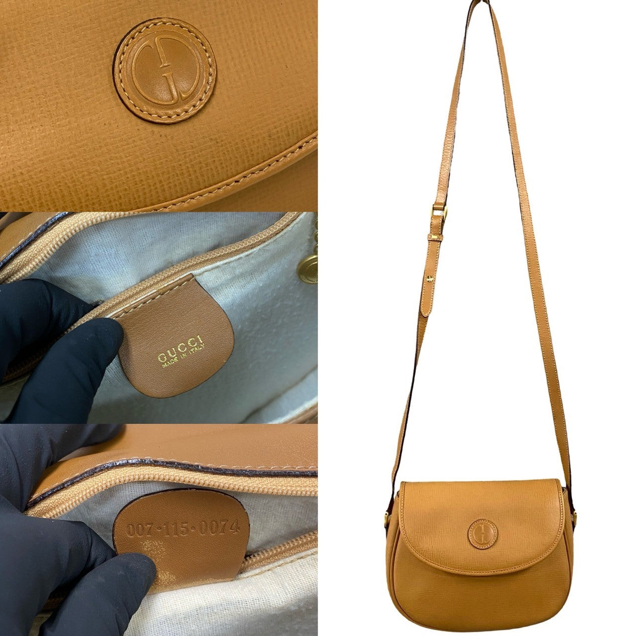 GUCCI Shoulder Bag leather Brown