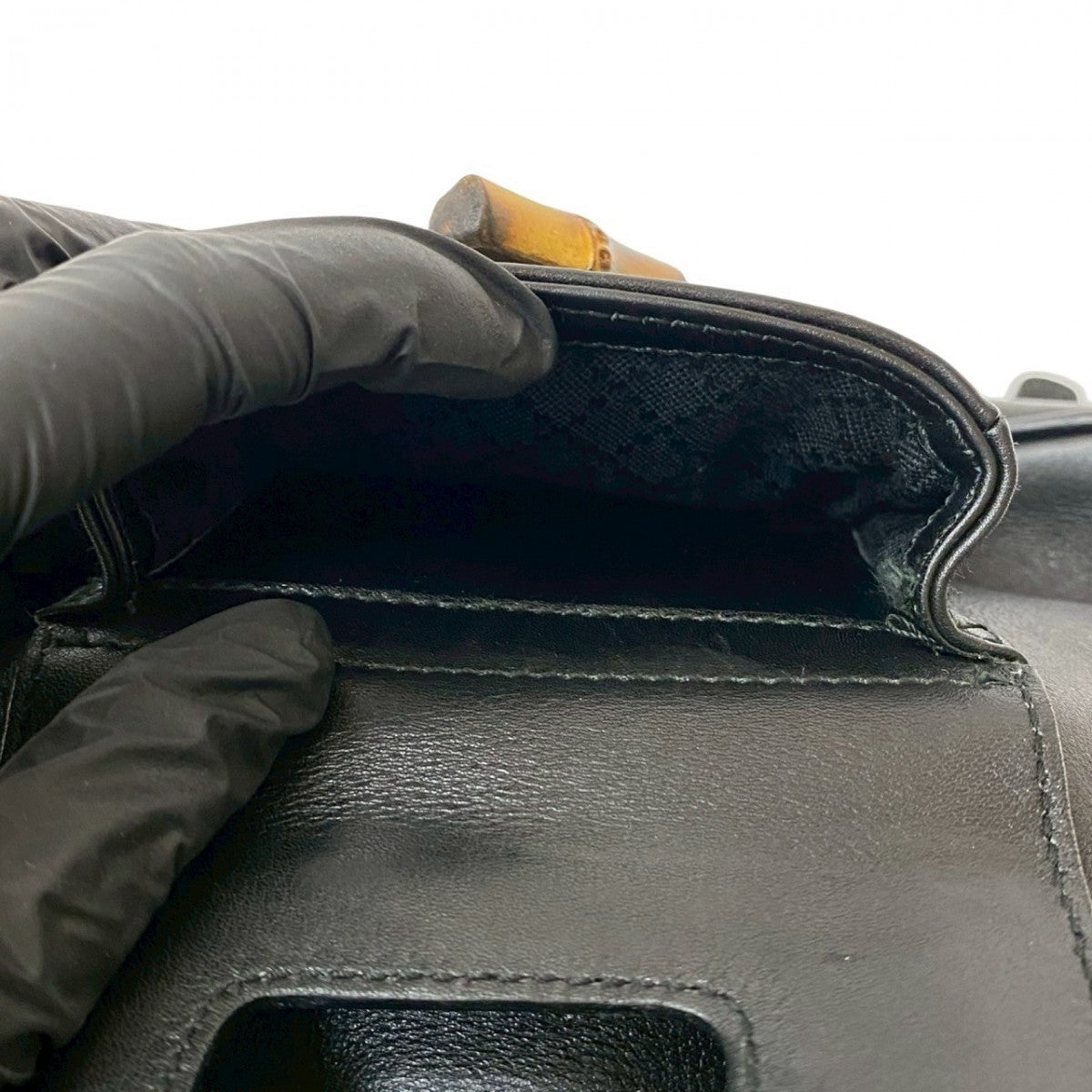 GUCCI Backpack leather black Bamboo