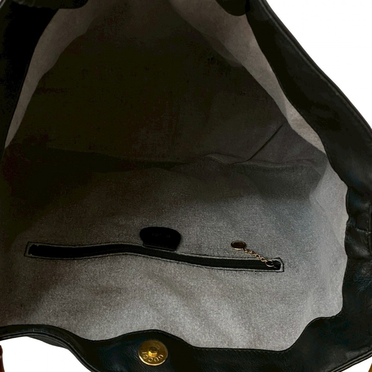 GUCCI Shoulder Bag leather black Bamboo