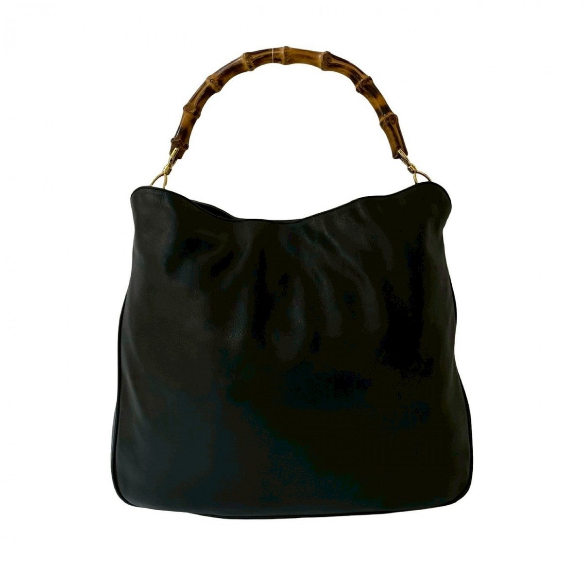 GUCCI Shoulder Bag leather black Bamboo