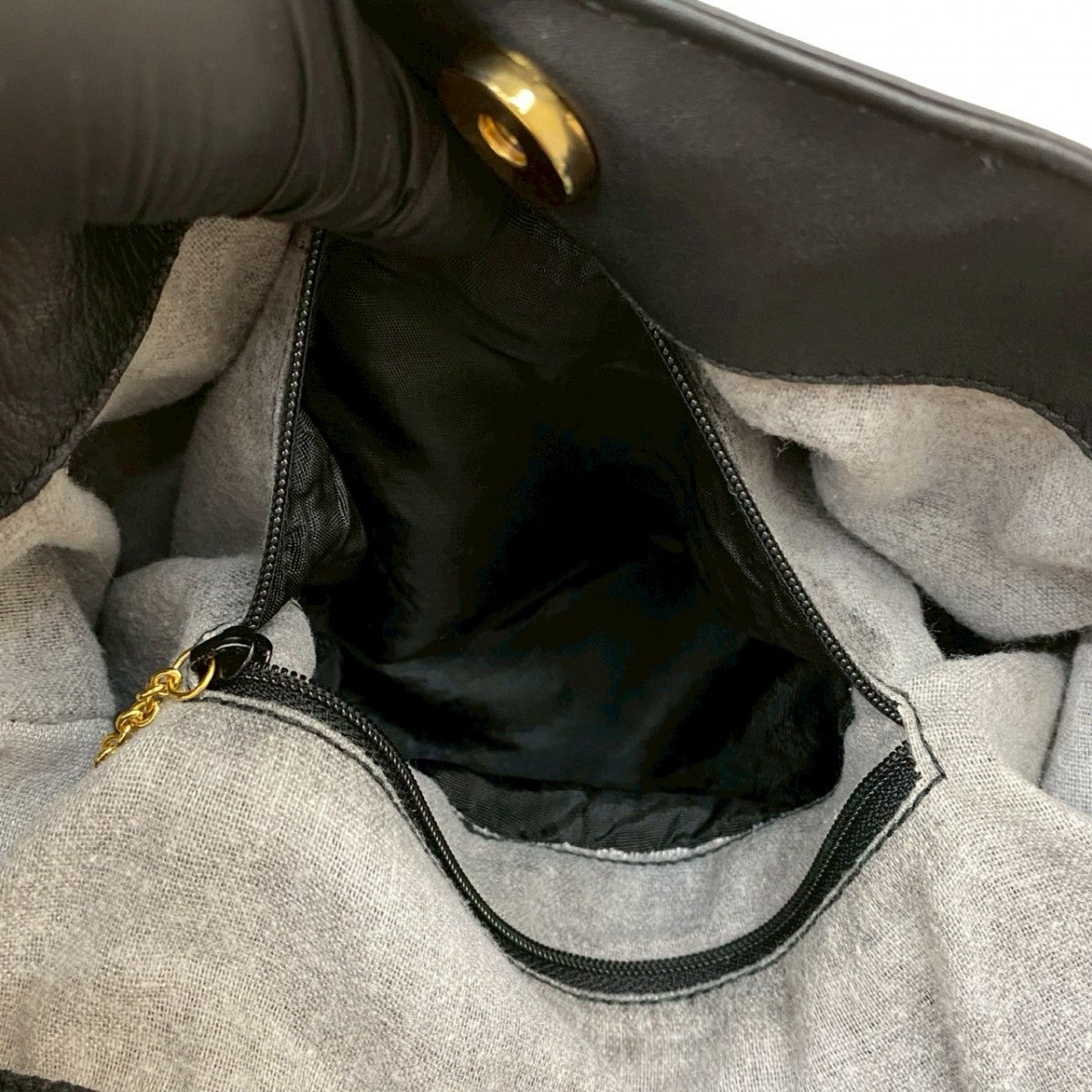 GUCCI Shoulder Bag leather black Bamboo