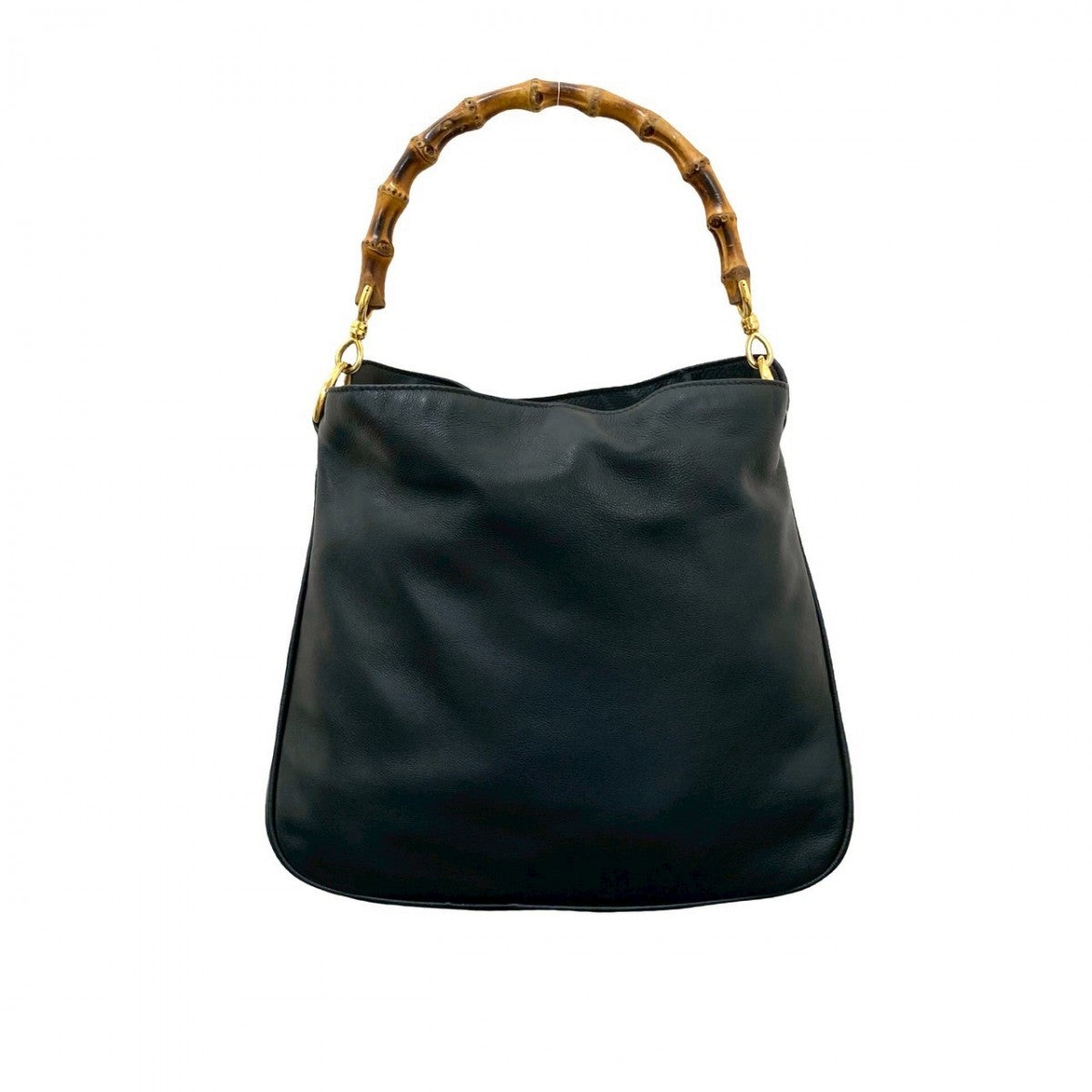 GUCCI Shoulder Bag leather black Bamboo