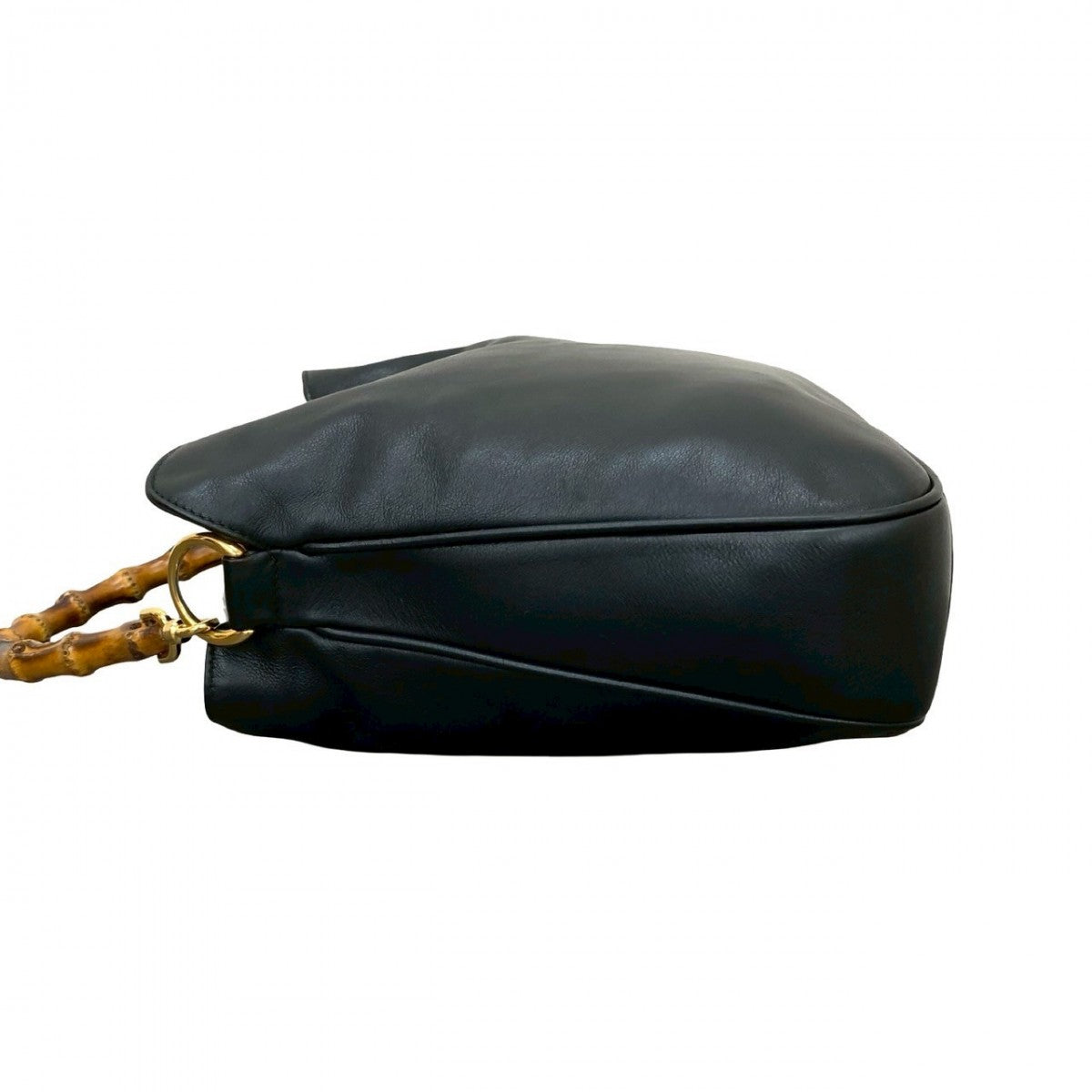GUCCI Shoulder Bag leather black Bamboo