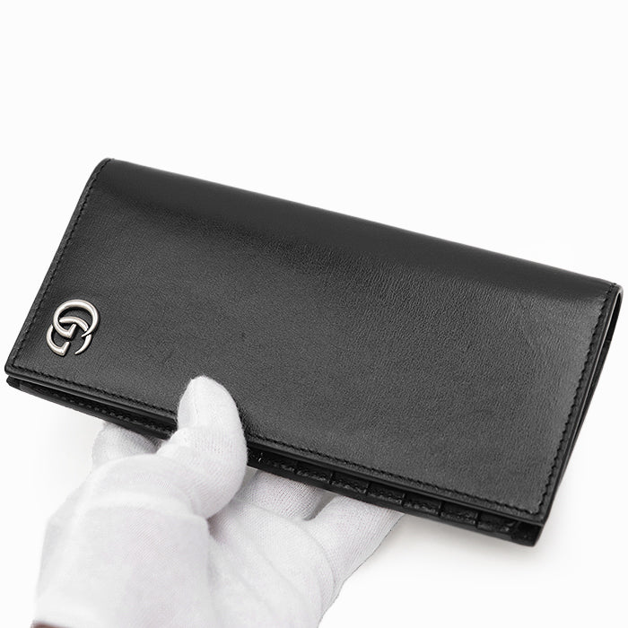 GUCCI Long Wallet Purse leather black