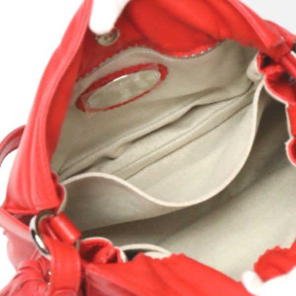 LOEWE Shoulder Bag 380 82 E17 leather Red 2WAY leather Tassel Women Used Authentic