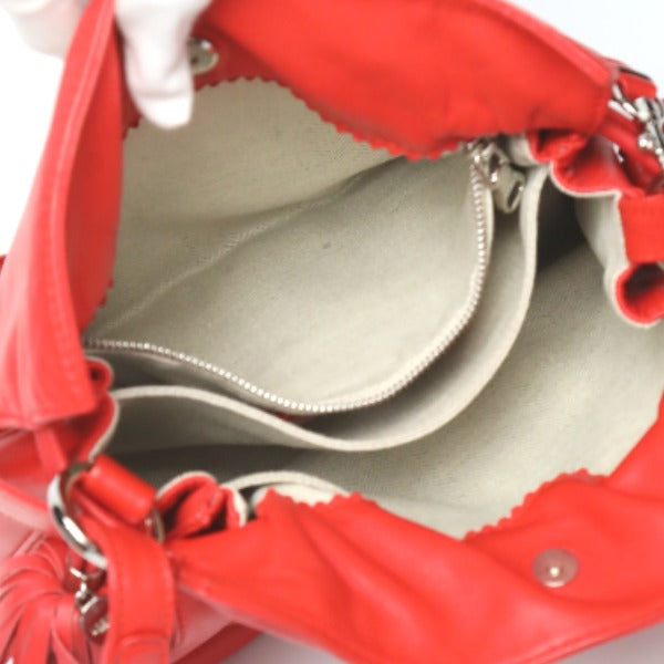 LOEWE Shoulder Bag 380 82 E17 leather Red 2WAY leather Tassel Women Used Authentic