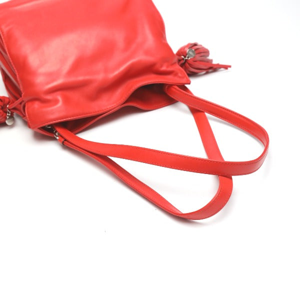 LOEWE Shoulder Bag 380 82 E17 leather Red 2WAY leather Tassel Women Used Authentic