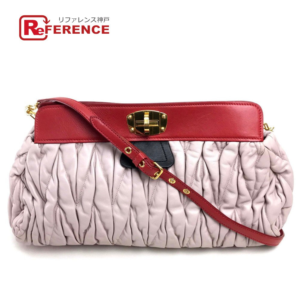 MIUMIU Handbag leather Light pink Shoulder Bag Shoulder Bag Materasse Women Used Authentic