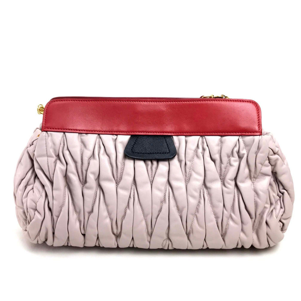 MIUMIU Handbag leather Light pink Shoulder Bag Shoulder Bag Materasse Women Used Authentic