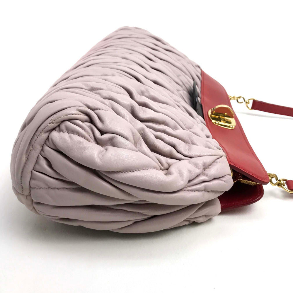 MIUMIU Handbag leather Light pink Shoulder Bag Shoulder Bag Materasse Women Used Authentic