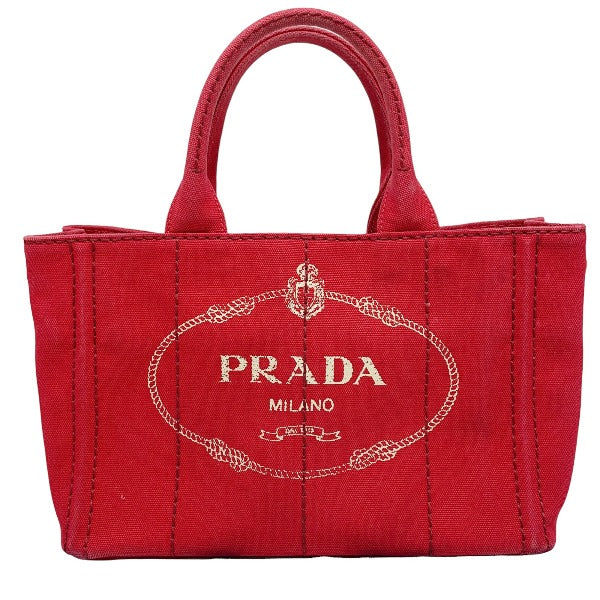 PRADA Tote Bag denim Red canvas Canapa