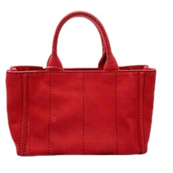 PRADA Tote Bag denim Red canvas Canapa
