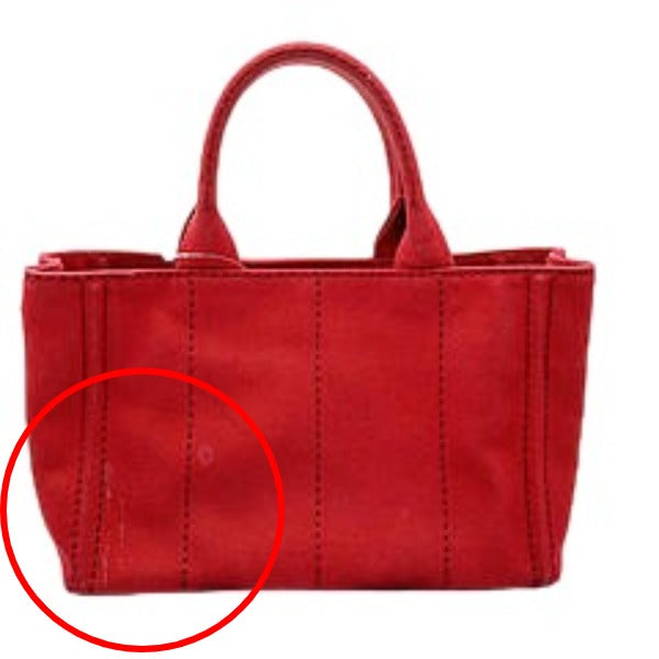 PRADA Tote Bag denim Red canvas Canapa