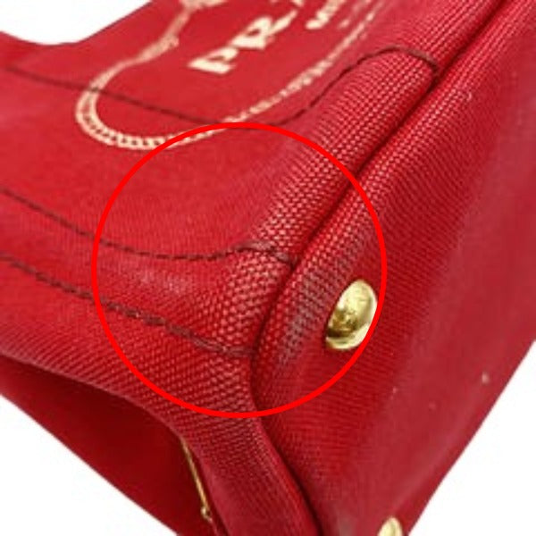 PRADA Tote Bag denim Red canvas Canapa
