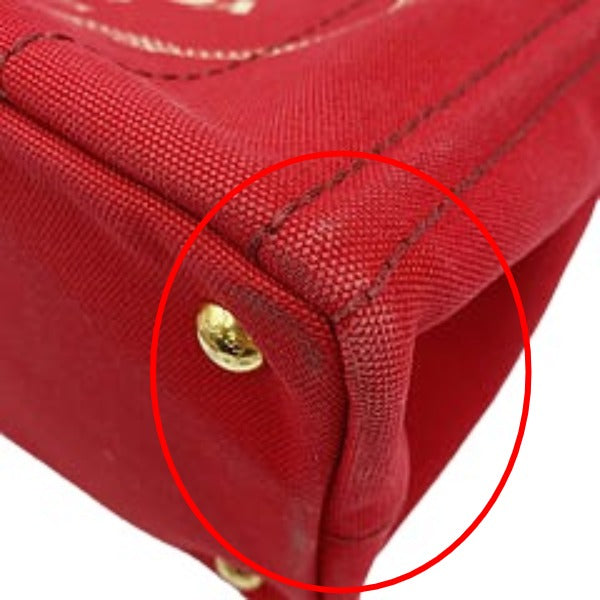 PRADA Tote Bag denim Red canvas Canapa