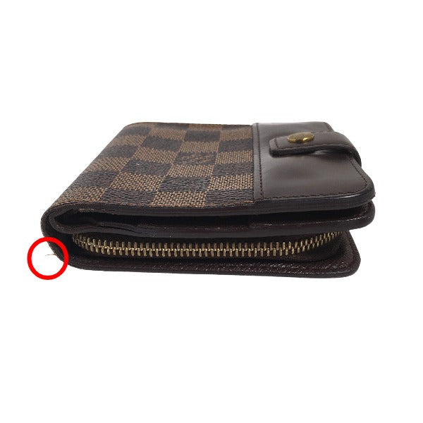LOUIS VUITTON Bifold Wallet N61668 Damier canvas Brown Damier Compact zip