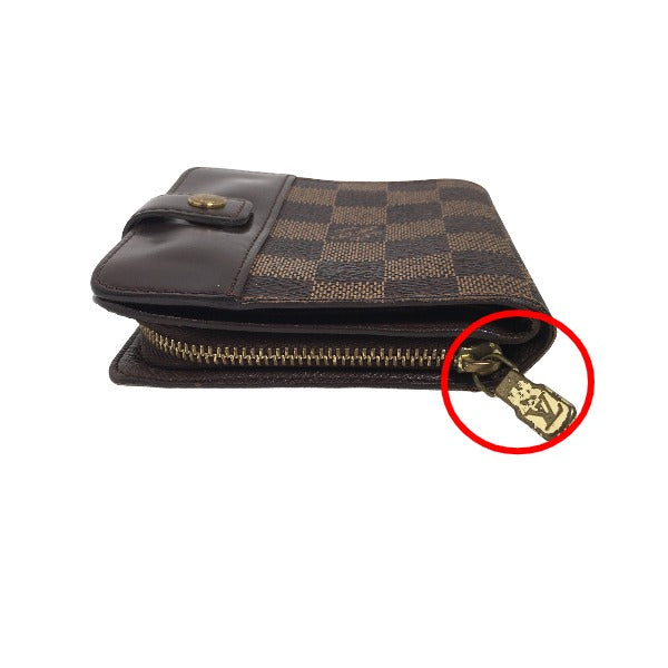 LOUIS VUITTON Bifold Wallet N61668 Damier canvas Brown Damier Compact zip