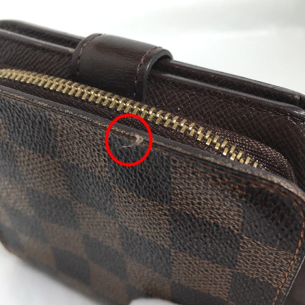 LOUIS VUITTON Bifold Wallet N61668 Damier canvas Brown Damier Compact zip
