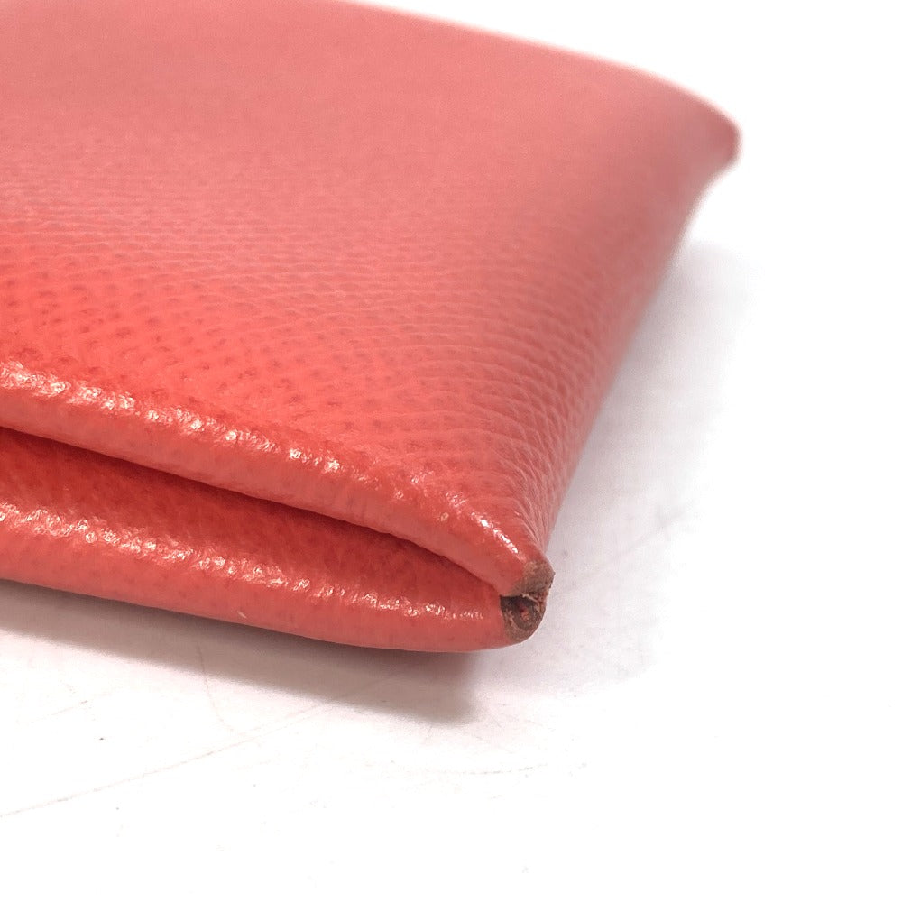HERMES Card Case Epsom Red type Two fold Calvi Women Used Authentic