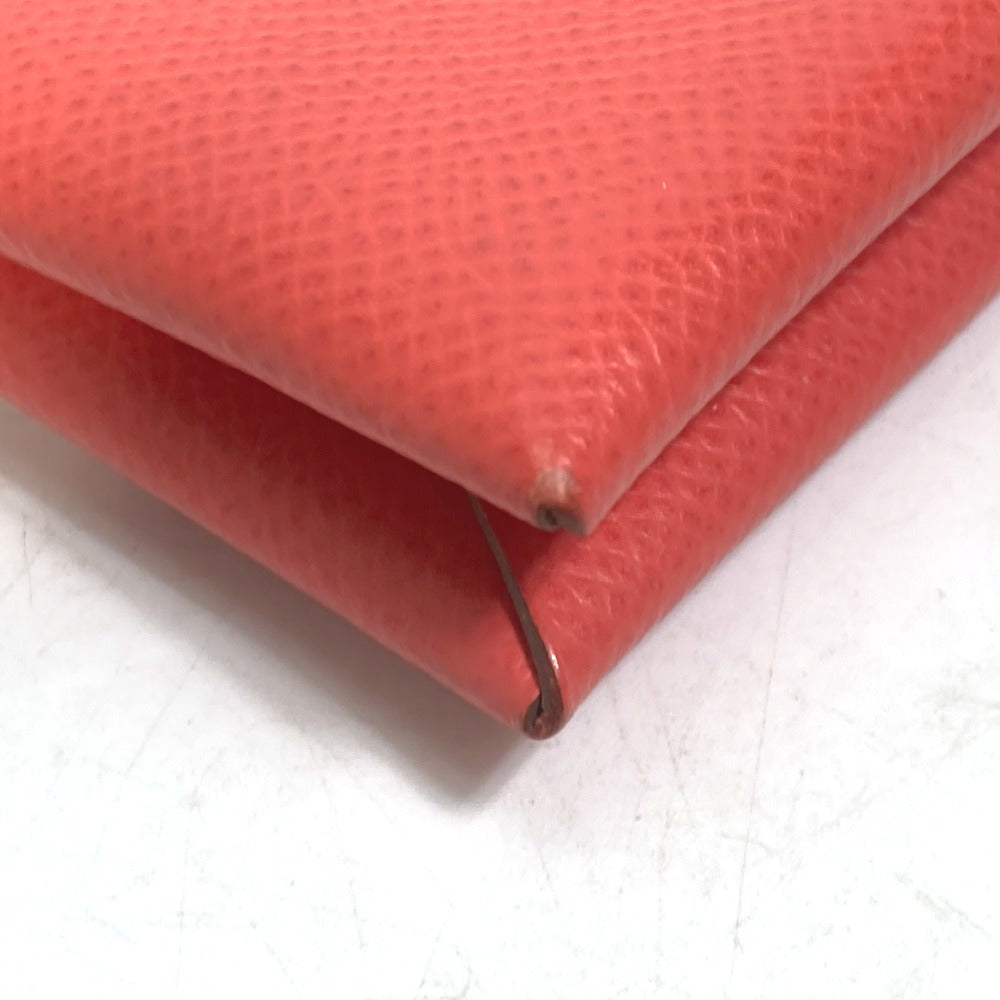 HERMES Card Case Epsom Red type Two fold Calvi Women Used Authentic