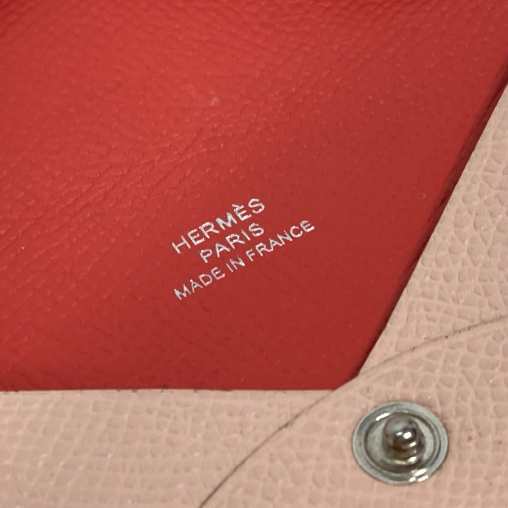 HERMES Card Case Epsom Pink type By color Calvi Verso Women Used Authentic
