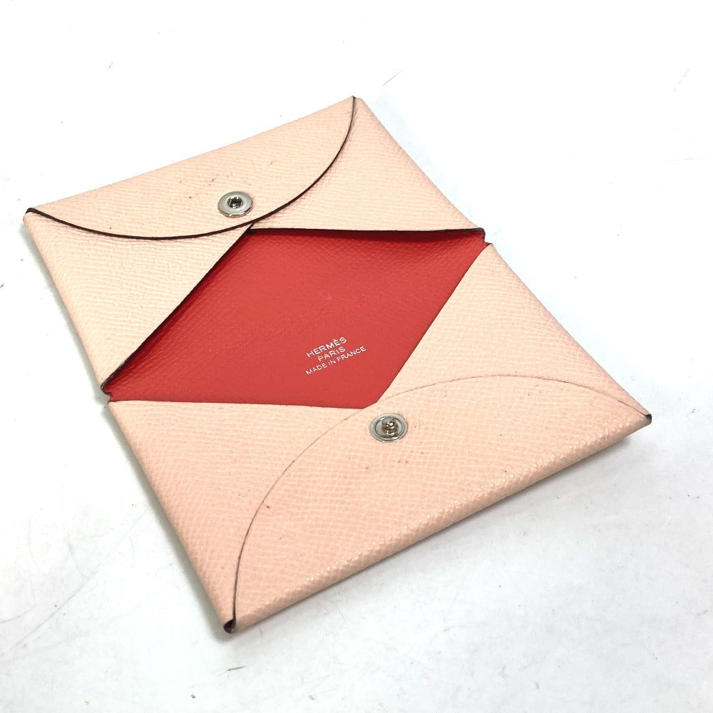 HERMES Card Case Epsom Pink type By color Calvi Verso Women Used Authentic