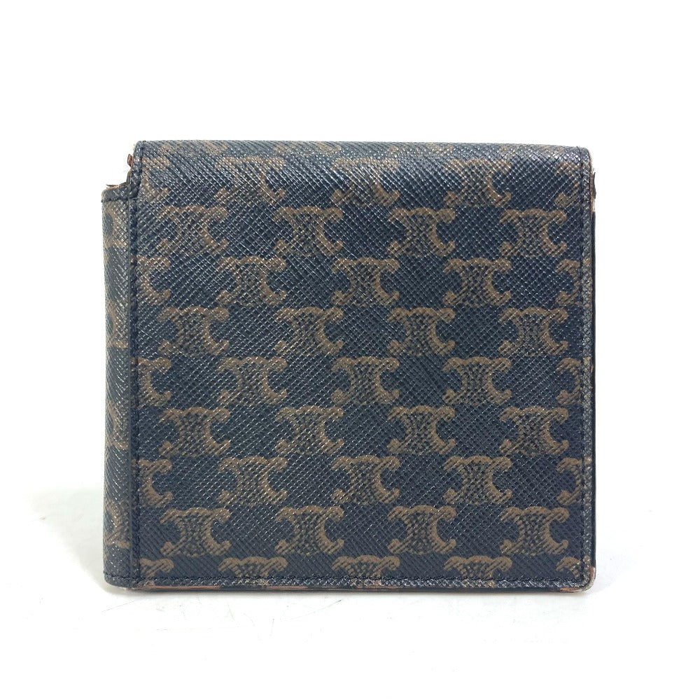 CELINE Folded wallet leather Brown Card Case triomphe wallet mens Used Authentic