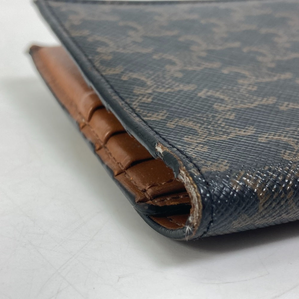 CELINE Folded wallet leather Brown Card Case triomphe wallet mens Used Authentic