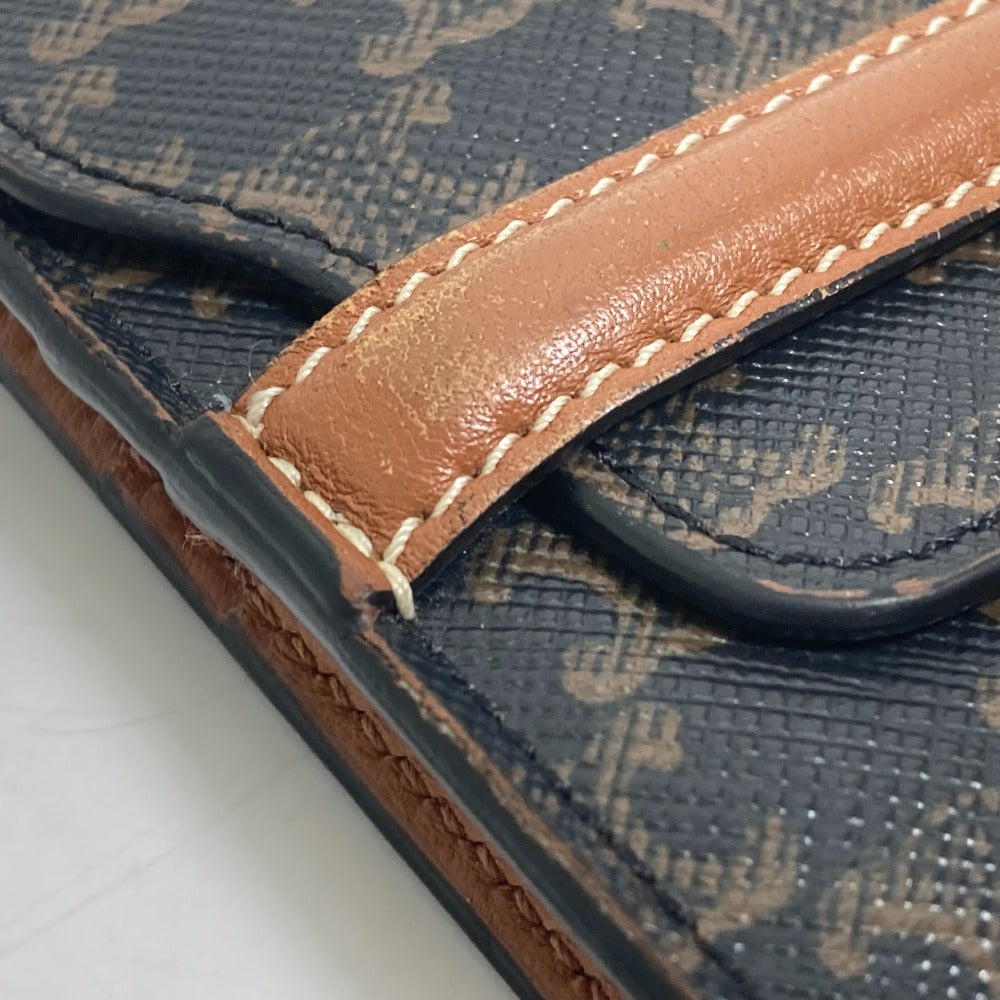 CELINE Folded wallet leather Brown Card Case triomphe wallet mens Used Authentic