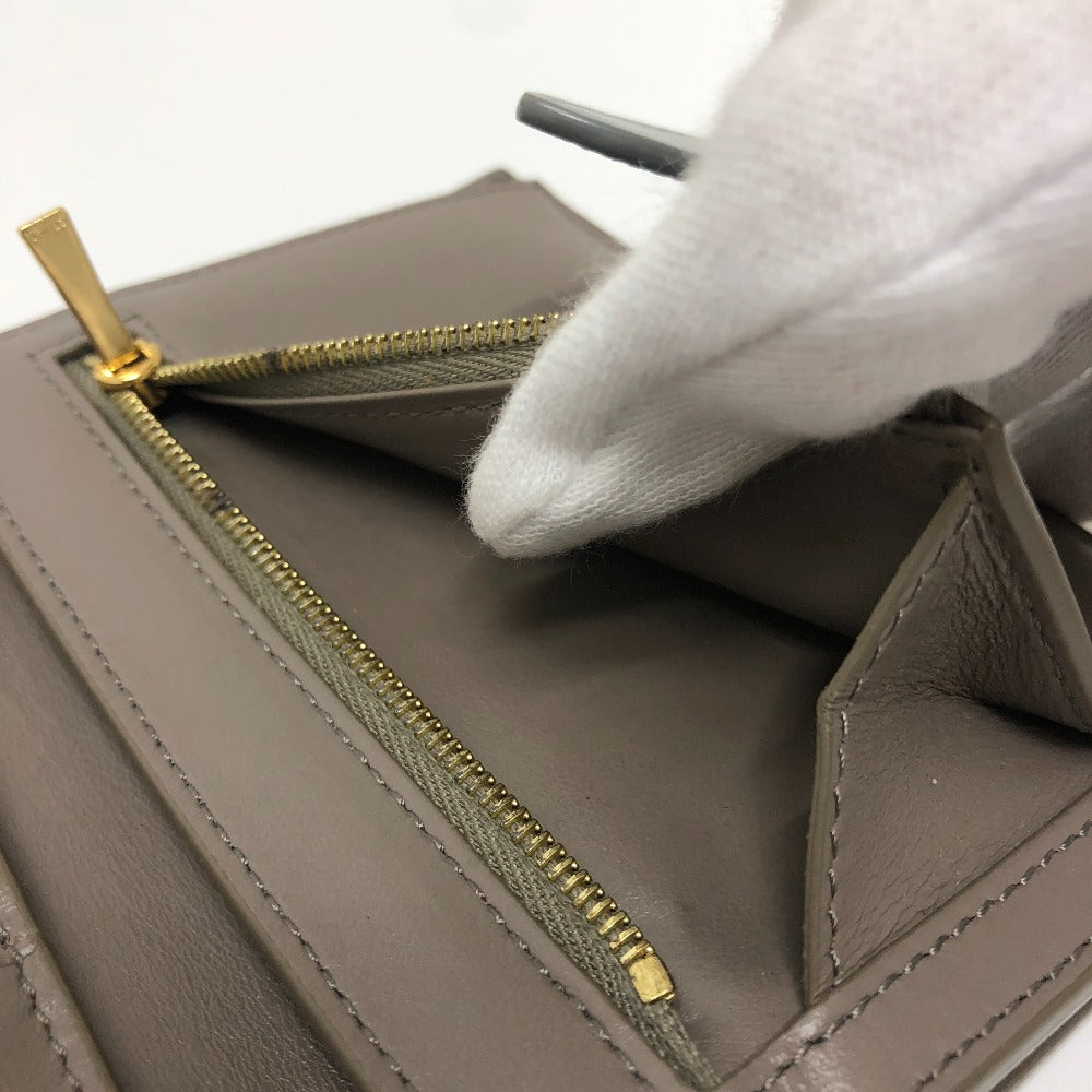 CELINE Folded wallet 10B643BRU leather gray Bicolor Medium Strap Wallet Women Used Authentic