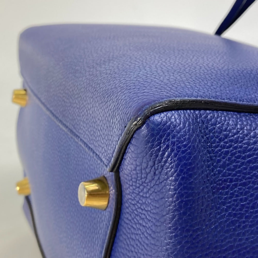 CELINE Shoulder Bag leather blue Handbag Belt bag Women Used Authentic