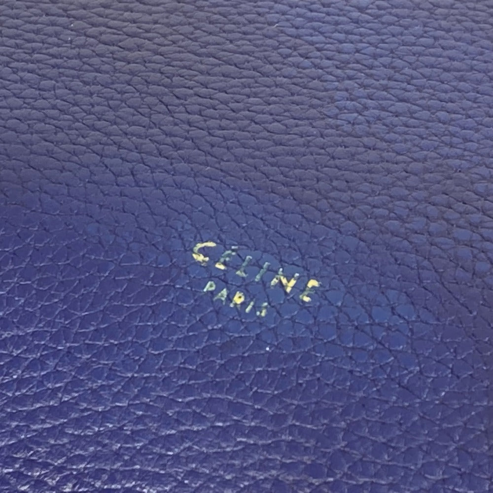 CELINE Shoulder Bag leather blue Handbag Belt bag Women Used Authentic