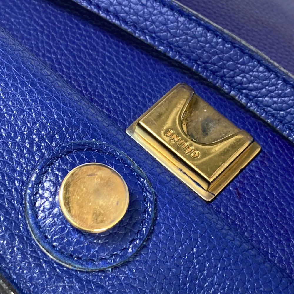 CELINE Shoulder Bag leather blue Handbag Belt bag Women Used Authentic