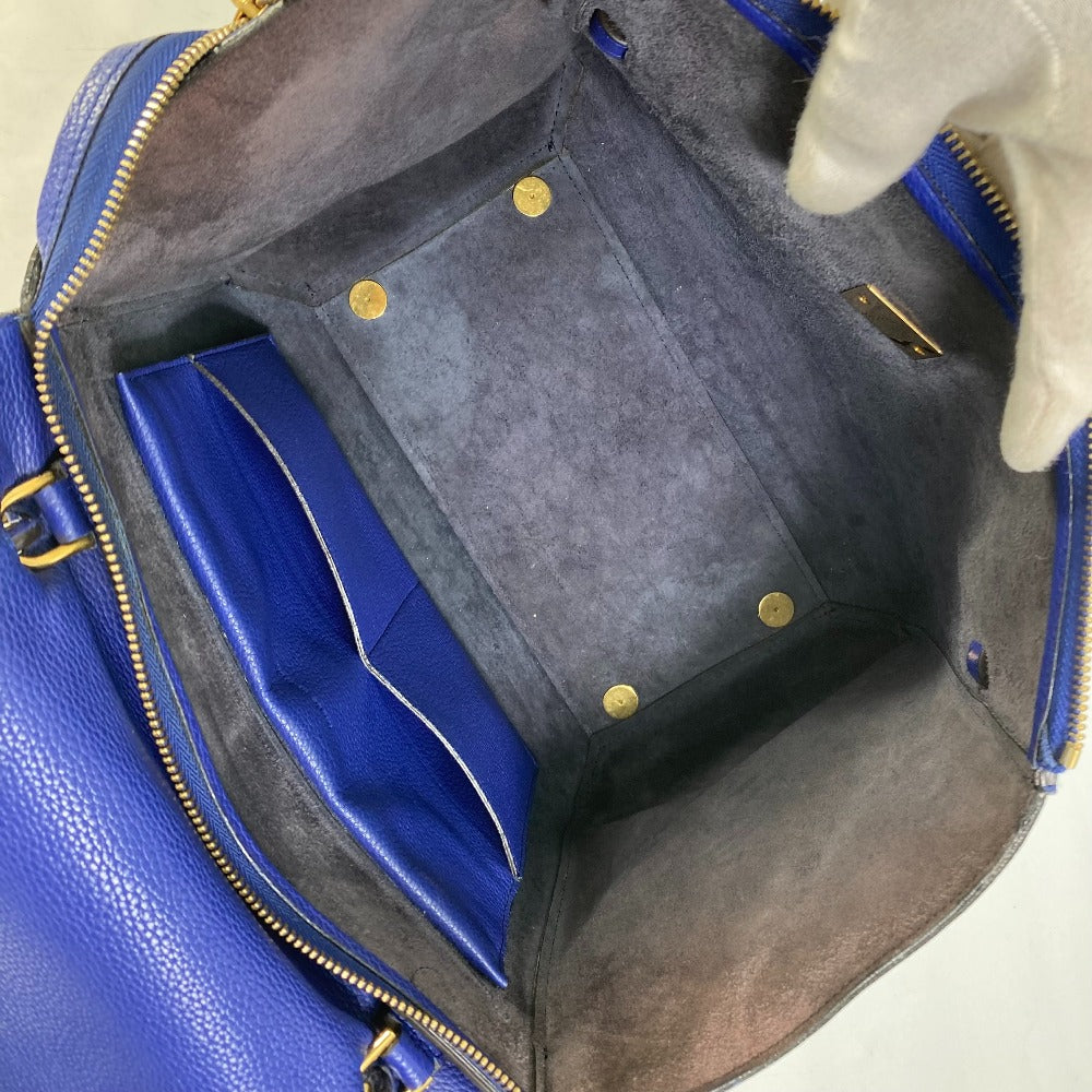 CELINE Shoulder Bag leather blue Handbag Belt bag Women Used Authentic