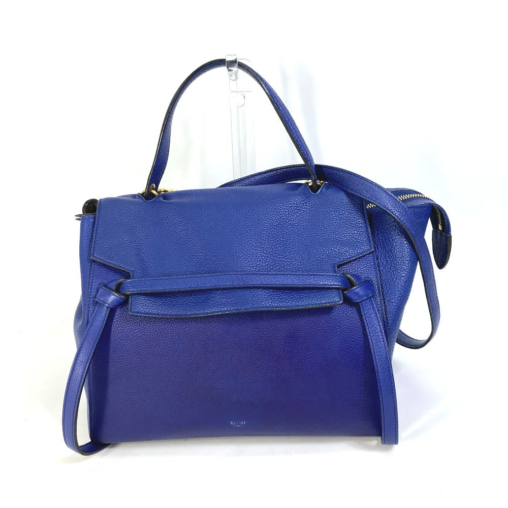 CELINE Shoulder Bag leather blue Handbag Belt bag Women Used Authentic