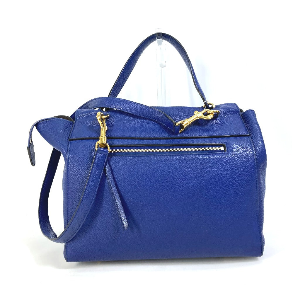 CELINE Shoulder Bag leather blue Handbag Belt bag Women Used Authentic
